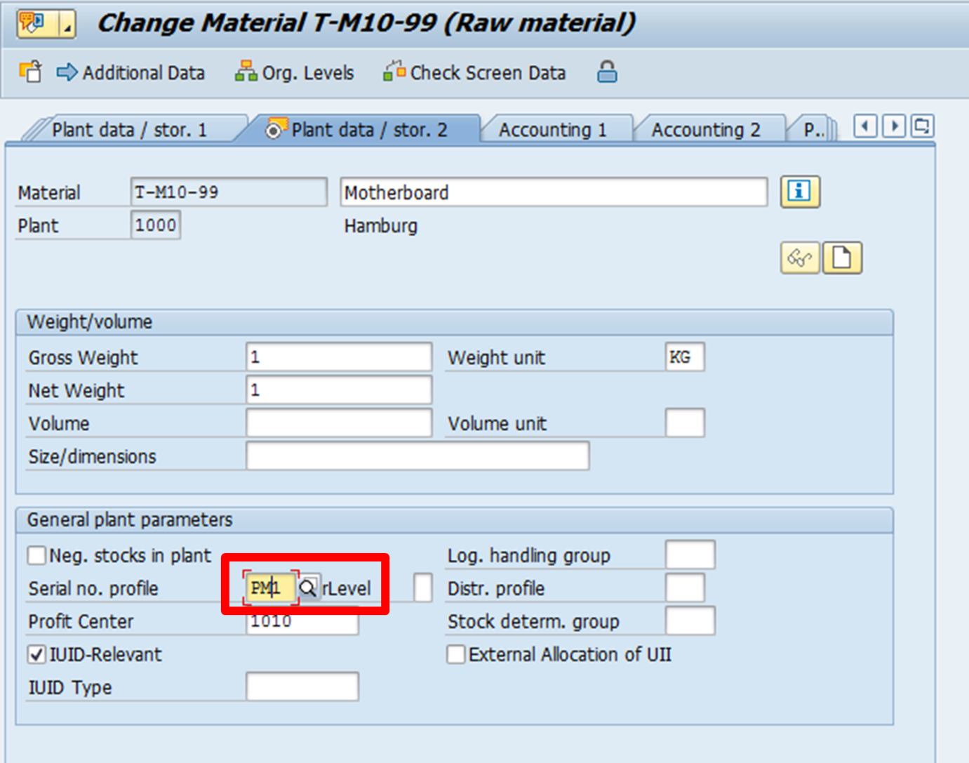 SAP Material Master: Enter Serial Number Profile