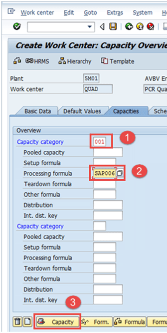 Work Center in SAP PP: Create, Change, Display