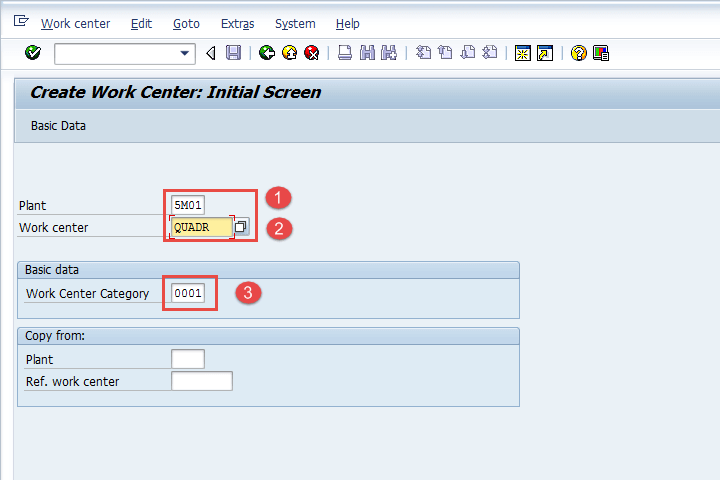 Work Center in SAP PP: Create, Change, Display