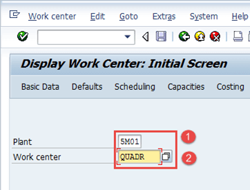 Work Center in SAP PP: Create, Change, Display