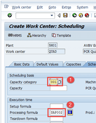 Work Center in SAP PP: Create, Change, Display