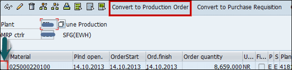 Convert Production Order