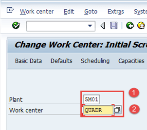 Work Center in SAP PP: Create, Change, Display