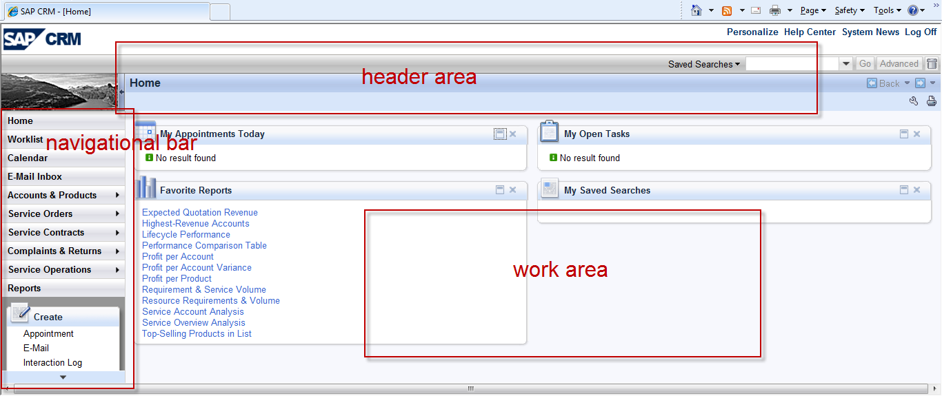 CRM UI Home Screen CRM UI Home Screen