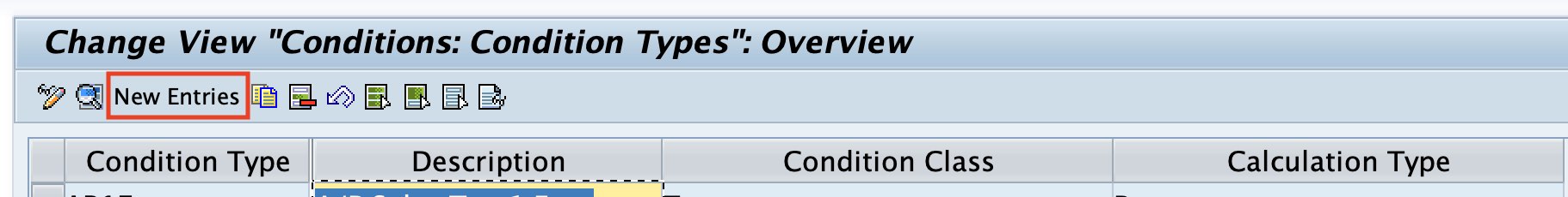 Condition types new entries in SAP Hana