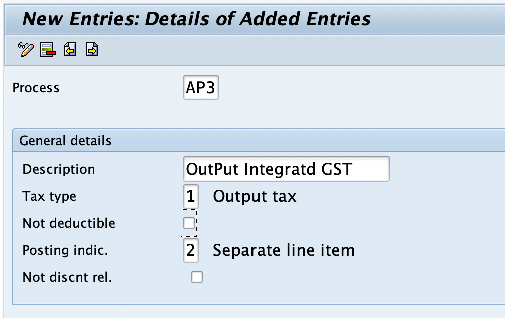 SAP Account Key AP1 - OutPut Integrated GST